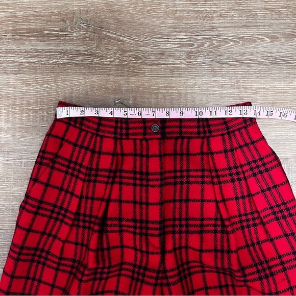VINTAGE Anne Klein II Wool & Cashmere High Waist Red Plaid Wide Leg Trousers 10 - Picture 11 of 16